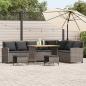 Preview: ARDEBO.de - 4-tlg. Garten-Sofagarnitur mit Kissen L-Form Grau Poly Rattan