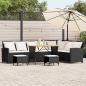 Preview: ARDEBO.de - 4tlg. Garten-Sofagarnitur mit Kissen L-Form Schwarz Poly Rattan