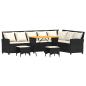 Preview: 4tlg. Garten-Sofagarnitur mit Kissen L-Form Schwarz Poly Rattan
