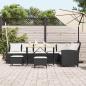 Preview: 4tlg. Garten-Sofagarnitur mit Kissen L-Form Schwarz Poly Rattan