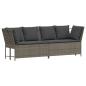 Preview: 4-tlg. Garten-Sofagarnitur mit Kissen Grau Poly Rattan