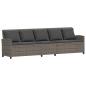 Preview: 4-tlg. Garten-Sofagarnitur mit Kissen Grau Poly Rattan