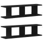 Preview: Wandregale 2 Stk. Schwarz Eichen-Optik 75x18x20cm Holzwerkstoff