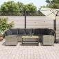 Preview: Gartensofa mit Kissen Hellgrau Poly Rattan
