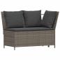 Preview: 3-tlg. Garten-Sofagarnitur mit Kissen Grau Poly Rattan