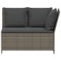 Preview: 3-tlg. Garten-Sofagarnitur mit Kissen Grau Poly Rattan