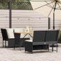 Preview: ARDEBO.de - 3-tlg. Garten-Sofagarnitur mit Kissen Schwarz Poly Rattan