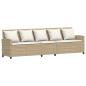 Preview: 4-tlg. Garten-Sofagarnitur mit Kissen L-Form Beige Poly Rattan