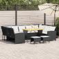 Preview: ARDEBO.de - 4-tlg. Garten-Sofagarnitur mit Kissen Schwarz Poly Rattan