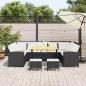 Preview: 4-tlg. Garten-Sofagarnitur mit Kissen Schwarz Poly Rattan