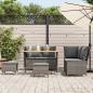Preview: 5-tlg. Garten-Sofagarnitur mit Kissen Grau Poly Rattan