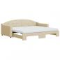 Preview: Tagesbett Ausziehbar mit Matratzen Creme 90x200 cm Stoff