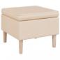 Preview: Hocker mit Holzbeinen Creme Stoff