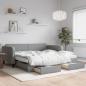 Preview: ARDEBO.de - Tagesbett Ausziehbar mit Schubladen Hellgrau 100x200 cm Stoff