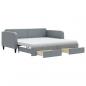 Preview: Tagesbett Ausziehbar mit Schubladen Hellgrau 100x200 cm Stoff