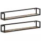 Preview: ARDEBO.de - Wandregale 2 Stk. 110x17x17 cm Altholz Massiv und Eisen