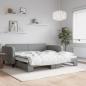 Preview: ARDEBO.de - Tagesbett Ausziehbar Hellgrau 100x200 cm Stoff