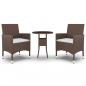 Preview: 3-tlg. Bistro-Set Poly-Rattan und Hartglas Braun