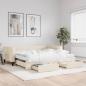 Preview: ARDEBO.de - Tagesbett Ausziehbar mit Schubladen Creme 100x200 cm Stoff