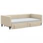 Preview: Tagesbett Ausziehbar mit Schubladen Creme 100x200 cm Stoff