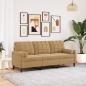 Preview: ARDEBO.de - 3-Sitzer-Sofa mit Zierkissen Braun 180 cm Samt