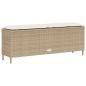 Preview: Gartenbank mit Kissen Beige 110x30x40,5 cm Poly Rattan