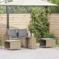 Preview: ARDEBO.de - 5-tlg. Garten-Sofagarnitur Kissen Stapelbar Beige Poly Rattan