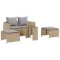 Preview: 5-tlg. Garten-Sofagarnitur Kissen Stapelbar Beige Poly Rattan