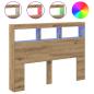 Preview: LED-Kopfteil mit Ablagen Artisan-Eiche 140x17x102 cm