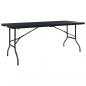 Preview: ARDEBO.de - Gartentisch Klappbar Schwarz 180×75×72 cm HDPE Rattan-Optik