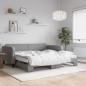 Preview: ARDEBO.de - Tagesbett Ausziehbar mit Matratze Hellgrau 100x200 cm Stoff