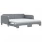 Preview: Tagesbett Ausziehbar mit Matratze Hellgrau 100x200 cm Stoff