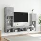 Preview: 4-tlg. Wohnwand mit LED-Beleuchtung Betongrau Holzwerkstoff