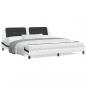 Preview: ARDEBO.de - Bett mit Matratze Weiß und Schwarz 200x200 cm Kunstleder