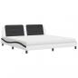 Preview: Bett mit Matratze Weiß und Schwarz 200x200 cm Kunstleder
