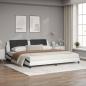 Preview: Bett mit Matratze Weiß und Schwarz 200x200 cm Kunstleder