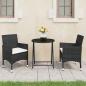 Preview: ARDEBO.de - 3-tlg. Bistro-Set Poly-Rattan und Hartglas Schwarz