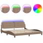 Preview: Bettgestell mit LED Cappuccino-Braun 200x200 cm Kunstleder