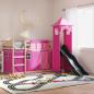 Preview: Etagenbett mit Rutsche und Gardinen Rosa 90x200 cm