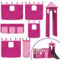 Preview: Etagenbett mit Rutsche und Gardinen Rosa 90x200 cm
