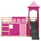 Preview: Etagenbett mit Rutsche und Gardinen Rosa 90x200 cm