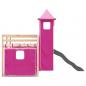 Preview: Etagenbett mit Rutsche und Gardinen Rosa 90x200 cm