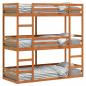 Preview: ARDEBO.de - Dreifach-Etagenbett Wachsbraun 90x200 cm Massivholz Kiefer