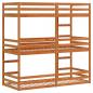 Preview: Dreifach-Etagenbett Wachsbraun 90x200 cm Massivholz Kiefer