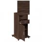 Preview: Rednerpult mit Rollen & Schublade Braun Eiche-Optik 55x55x107cm