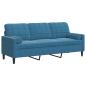 Preview: 3-Sitzer-Sofa mit Zierkissen Blau 180 cm Samt