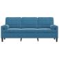 Preview: 3-Sitzer-Sofa mit Zierkissen Blau 180 cm Samt