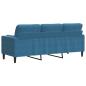 Preview: 3-Sitzer-Sofa mit Zierkissen Blau 180 cm Samt