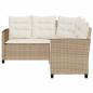 Preview: Gartensofa in L-Form mit Tisch und Kissen Beige Poly Rattan
