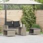 Preview: ARDEBO.de - 5tlg. Garten-Sofagarnitur Kissen Stapelbar Hellgrau Poly Rattan